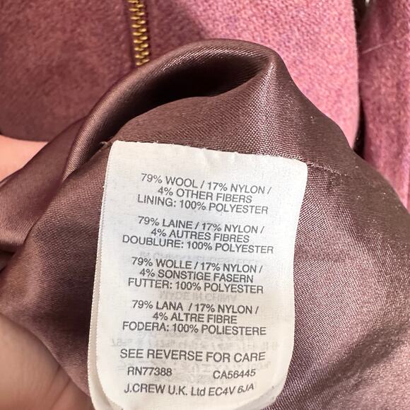 J.Crew City Coat in Dusty Rose Wool Blend Hooded Long Winter Jacket - Picture 5 of 6
